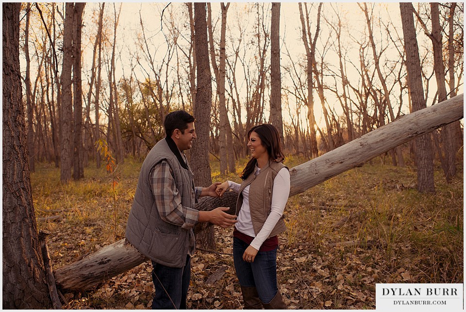 denver engagement photographer fall laughing