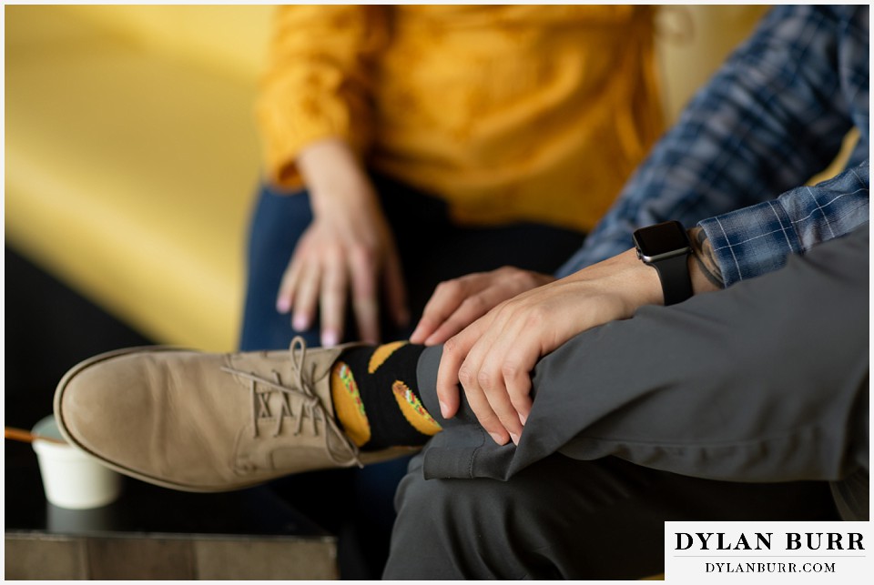 denver engagement photos dairy block downtown denver a close up of his taco socks