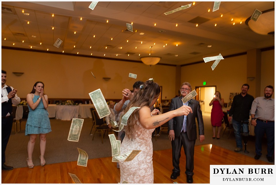 wedding dollar dance money flying everywhere