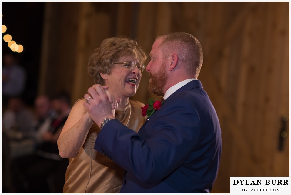 devils thumb ranch wedding in winter dance with mom