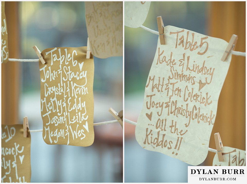 devils thumb ranch wedding table seating chart cards