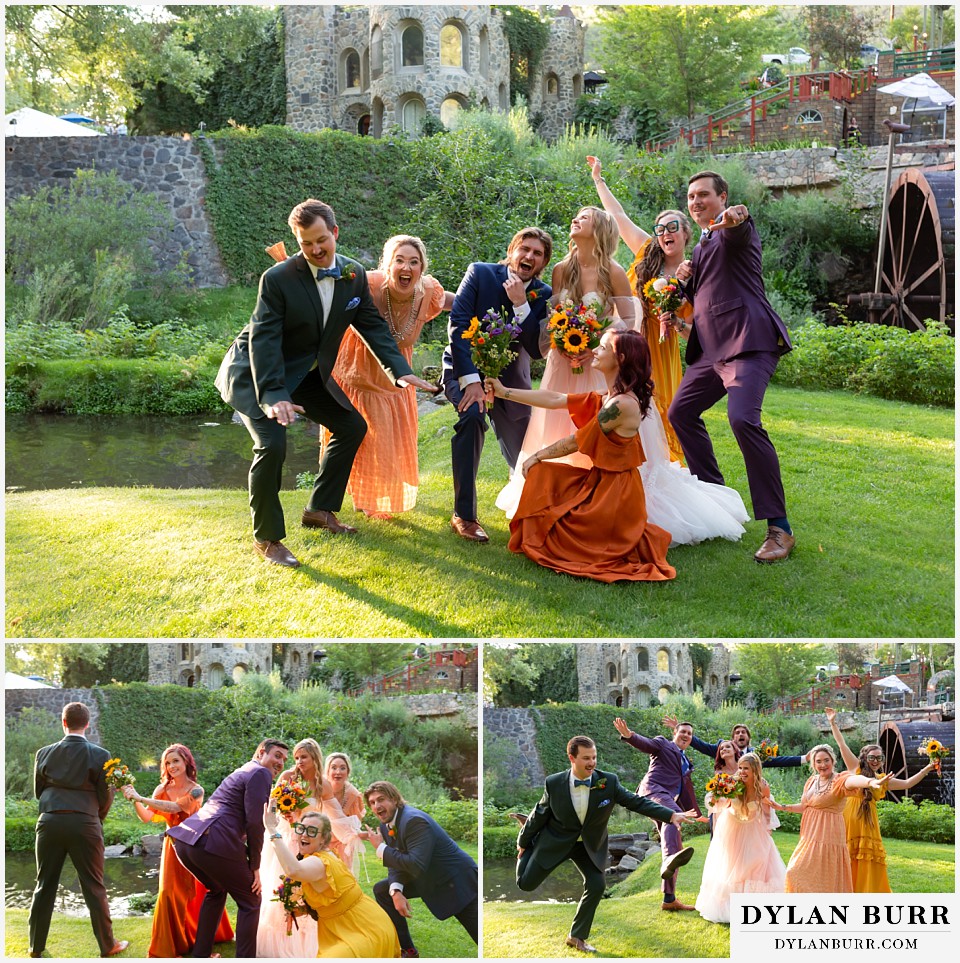 dunafon castle wedding fun and goofy bridal party photos