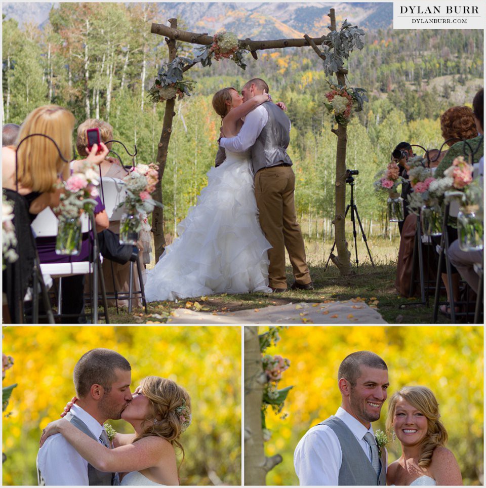 durango fall wedding mountain photographer first kiss ceremony photos