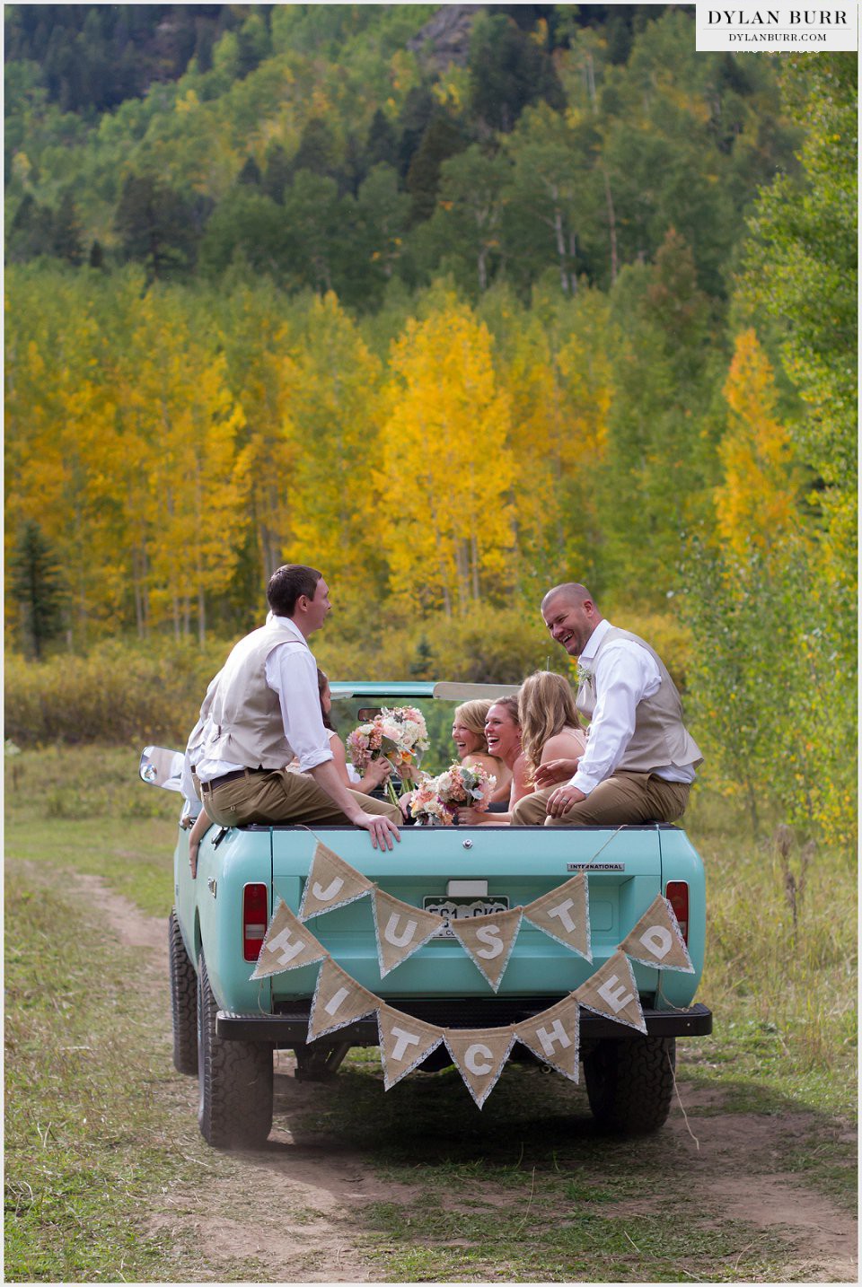 durango wedding photographer just hitched banner burlap just married fall