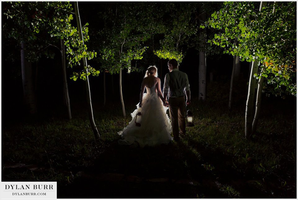 durango wedding photographer night photos lanterns aspen trees lit up