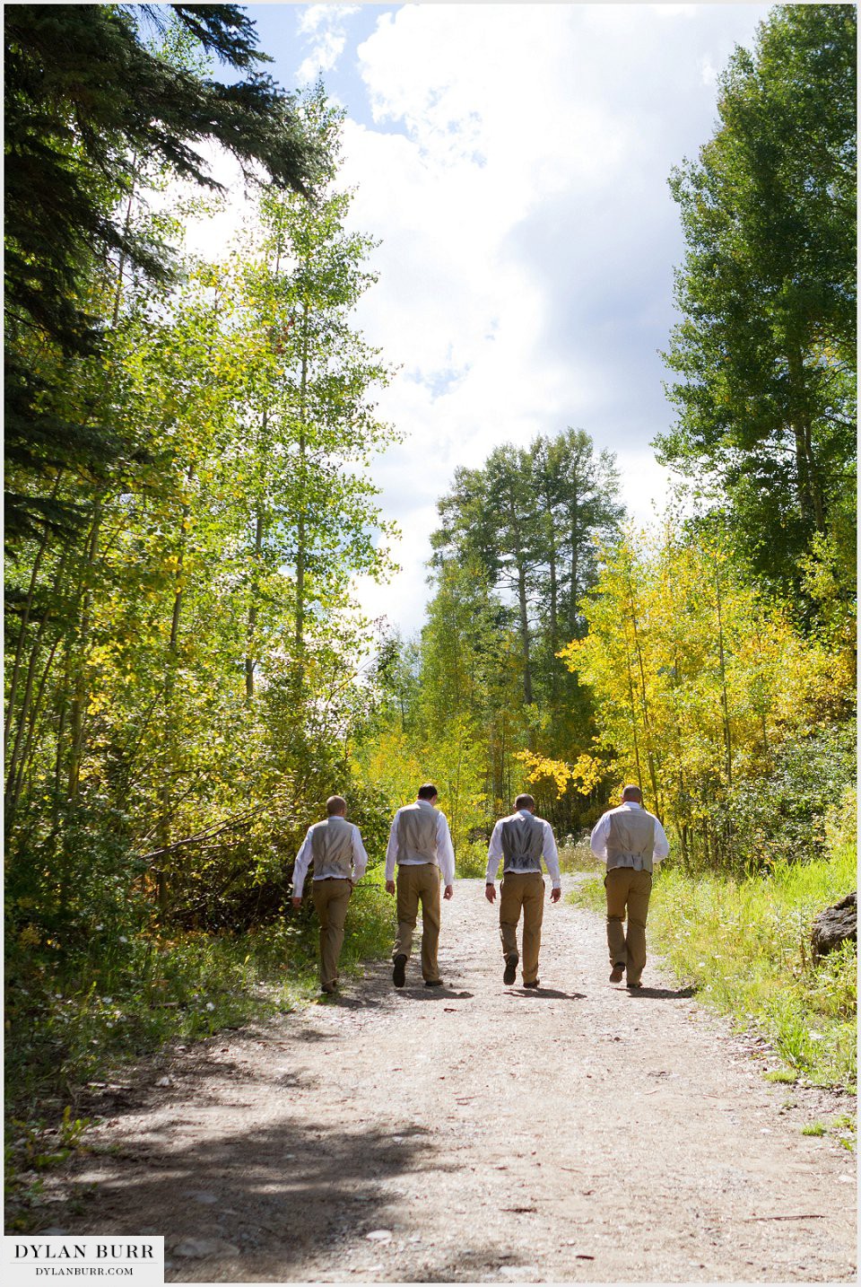 silverpick lodge durango wedding photographer groomsmen walk ceremony