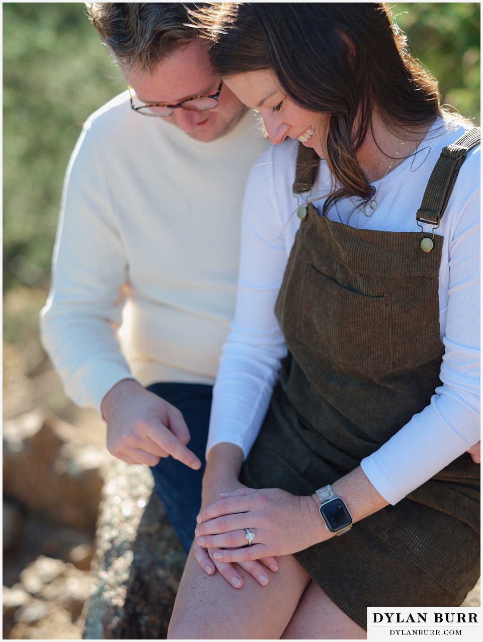 engagement photos at helen hunt falls colorado springs engagement ring detail photos