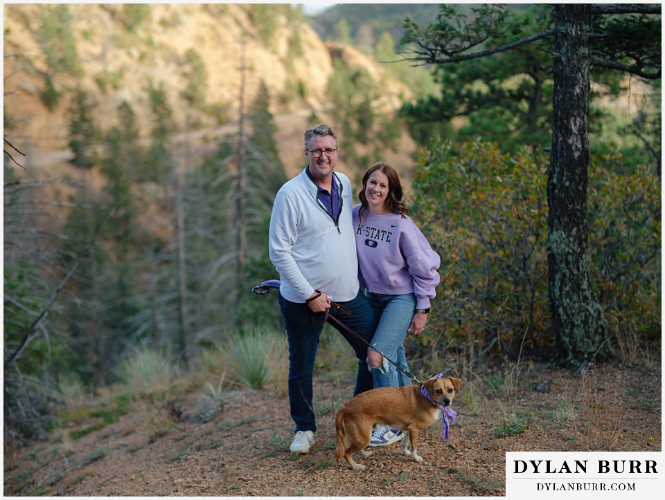engagement photos at helen hunt falls colorado springs newly engaged k state couple with their dog