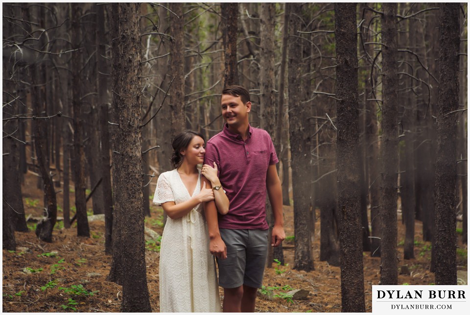 estes park engagement photographer pine trees