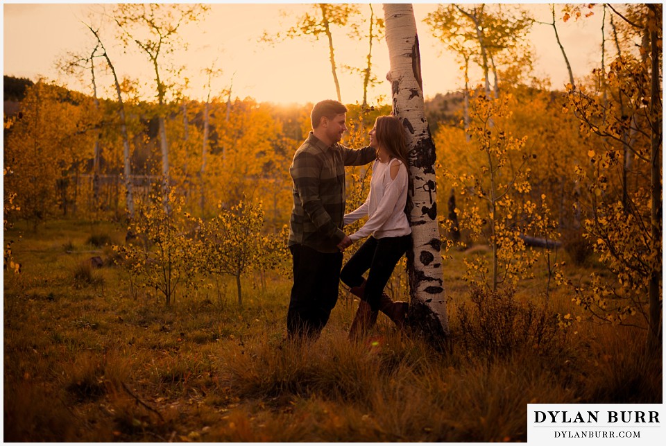 colorado mountains fall engagement photo session aspen trees