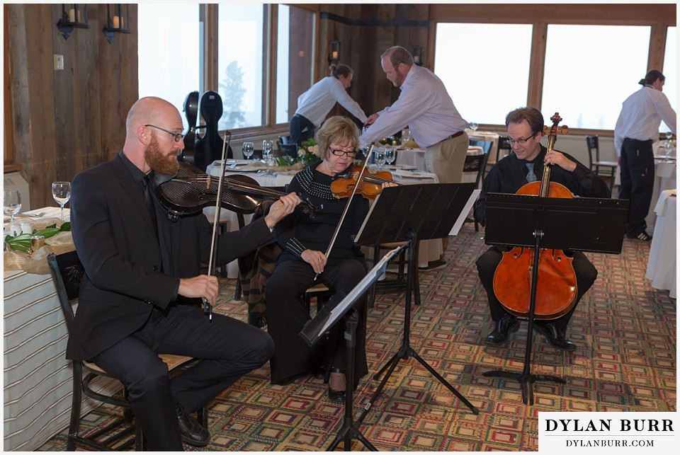 the lodge at sunspot wedding winter park ceremony musicians