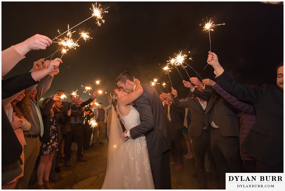 the lodge at sunspot wedding fall mountain wedding winter park reception party sparkler wedding exit