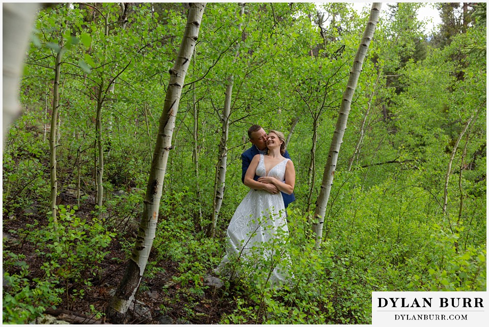 bride and groom in aspen trees breckenridge colorado wedding