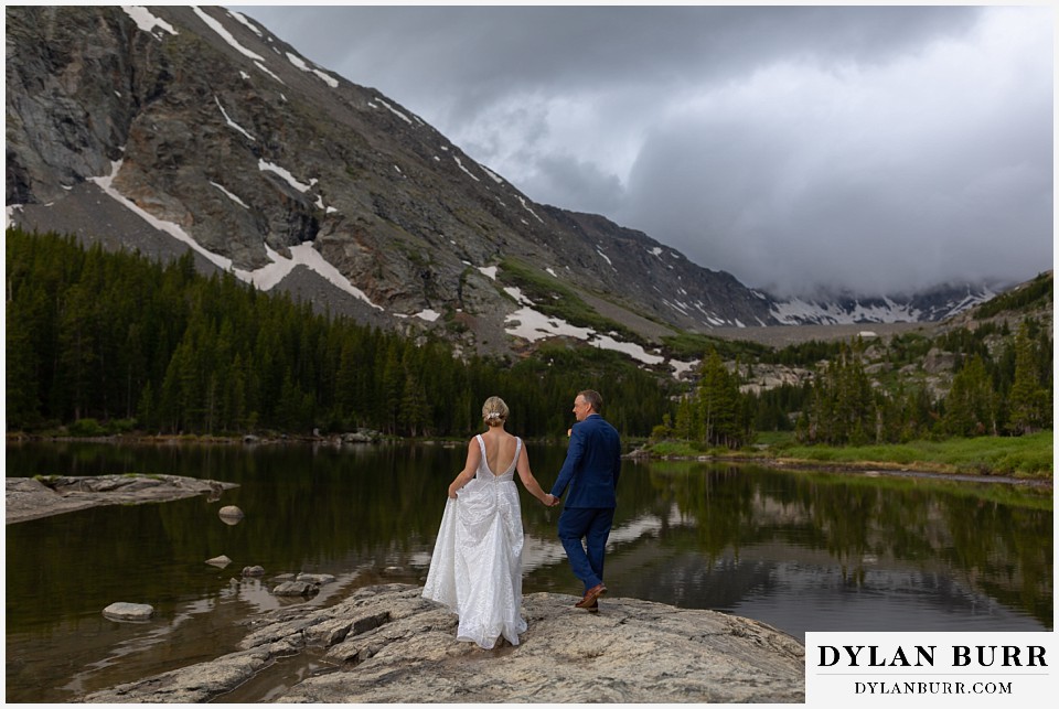 breckenridge blue lakes elopement wedding colorado walking out toward lake