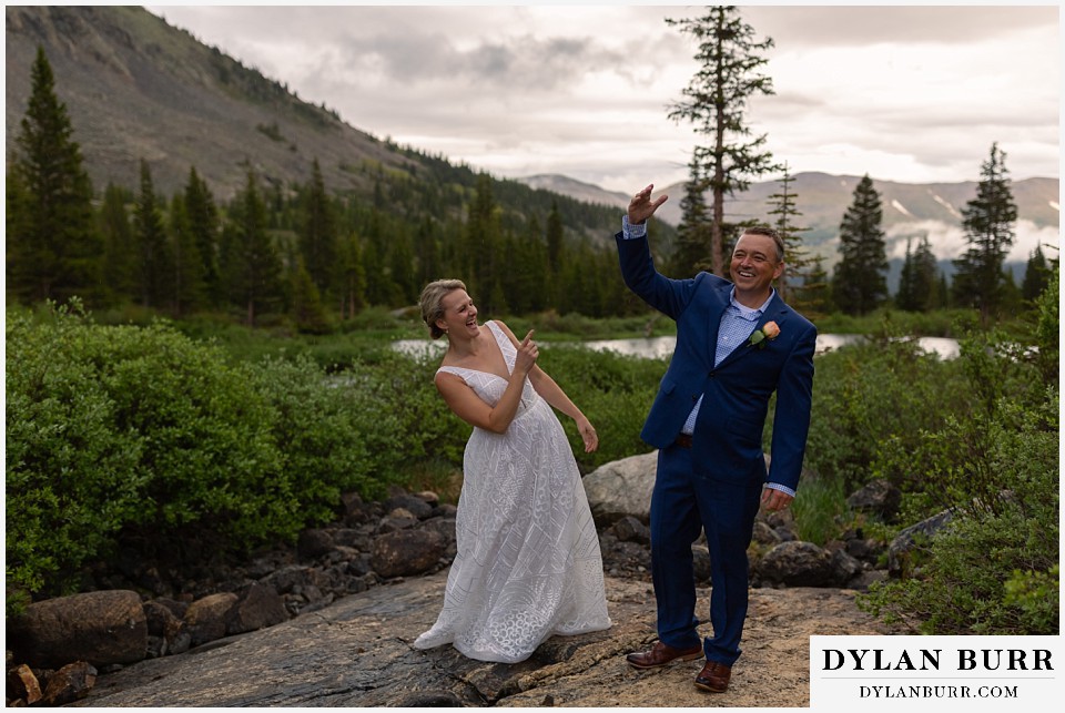 breckenridge blue lakes elopement wedding colorado couple being goofy together
