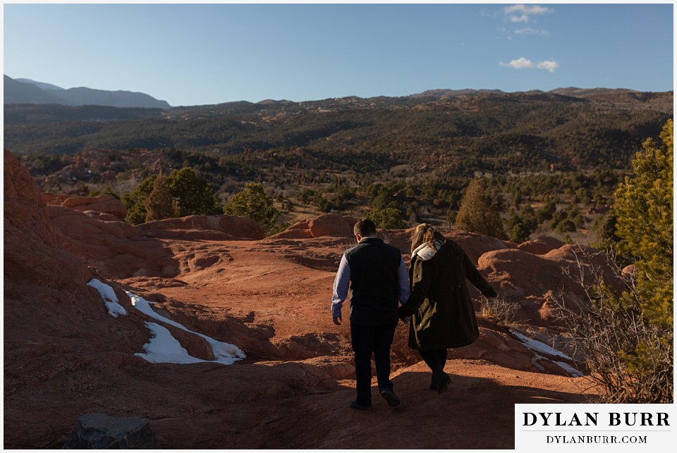 garden of the gods engagement session hiking in mountains