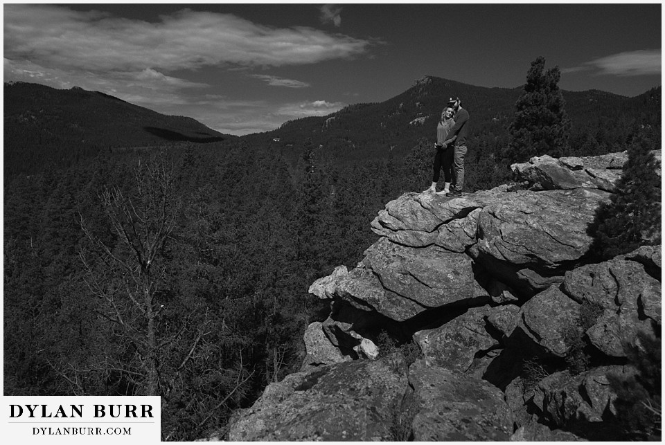 golden gate state park wedding proposal dramatic black and white of a couple on a cliffside
