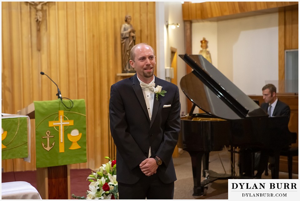 mother cabrini chapel wedding emotional groom