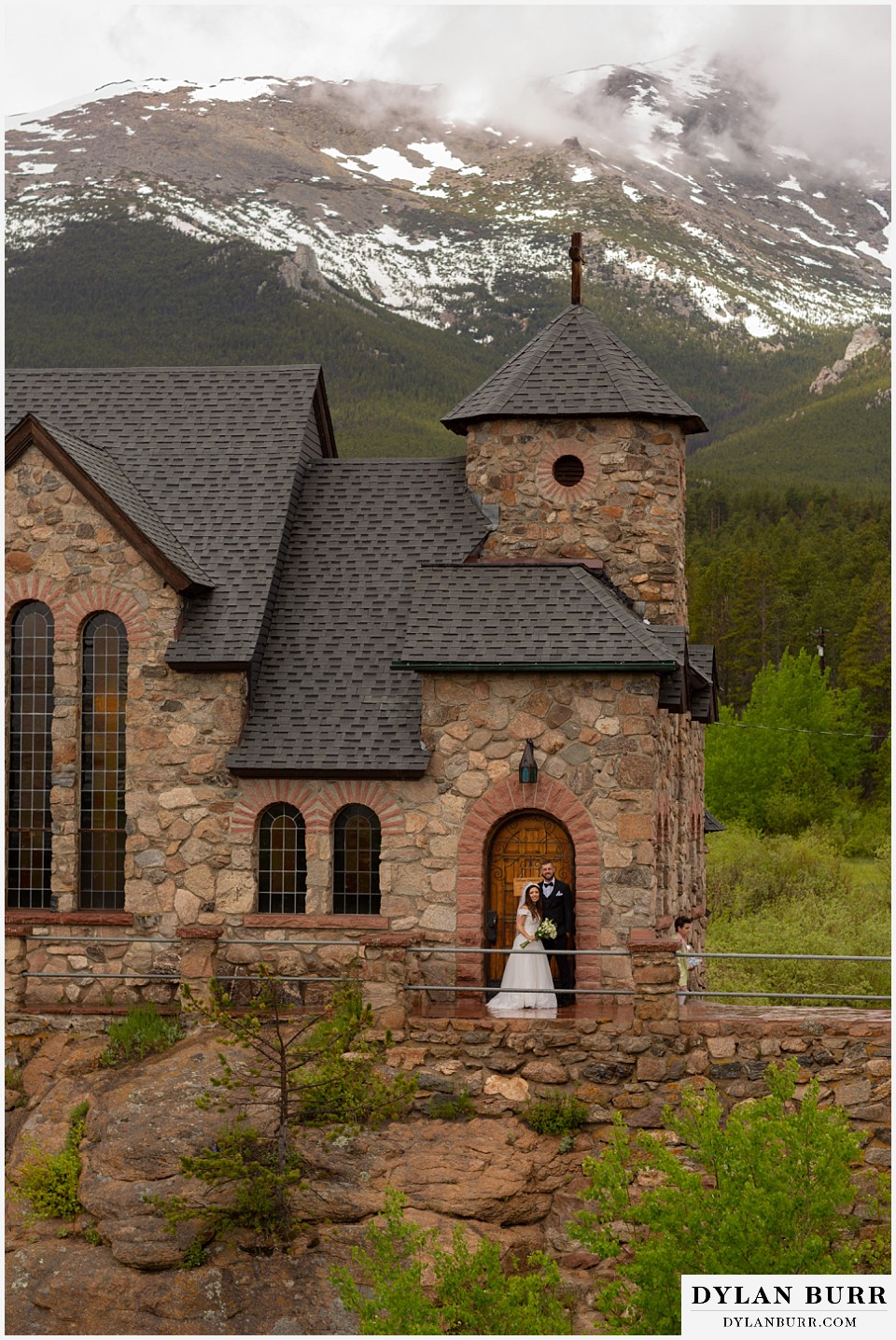 camp st malo wedding allenspark colorado estes park mountain wedding bride and groom portrait