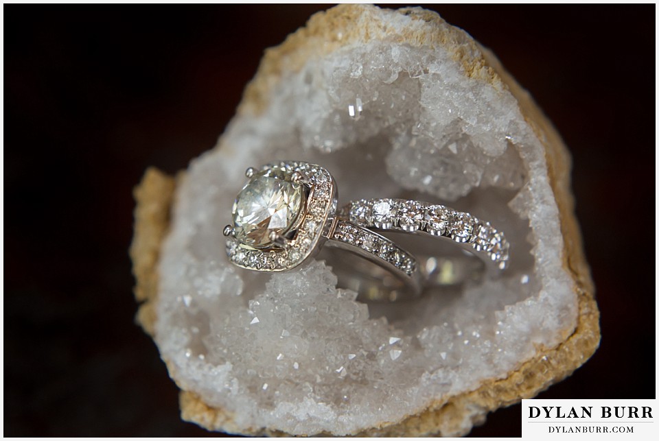 grand teton destination wedding rings in geode