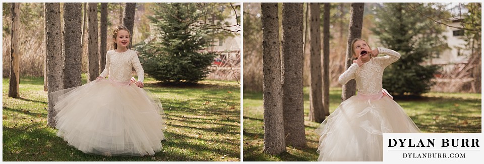 grand teton destination wedding goofy daughter in poofy dress