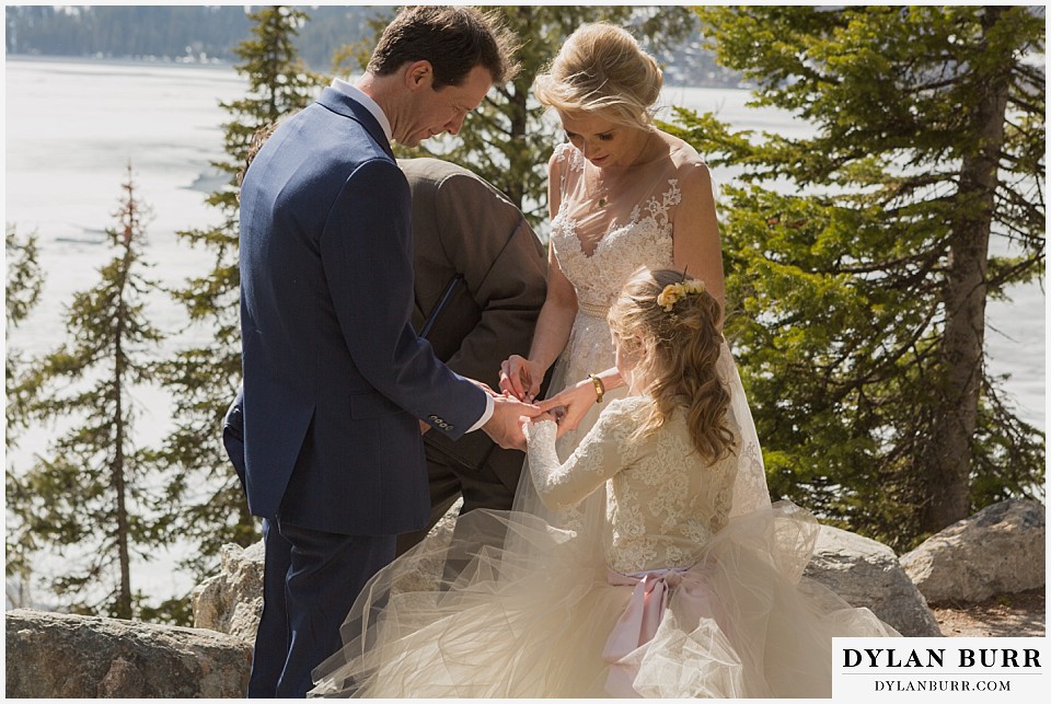 grand teton destination wedding ceremony ring exchange