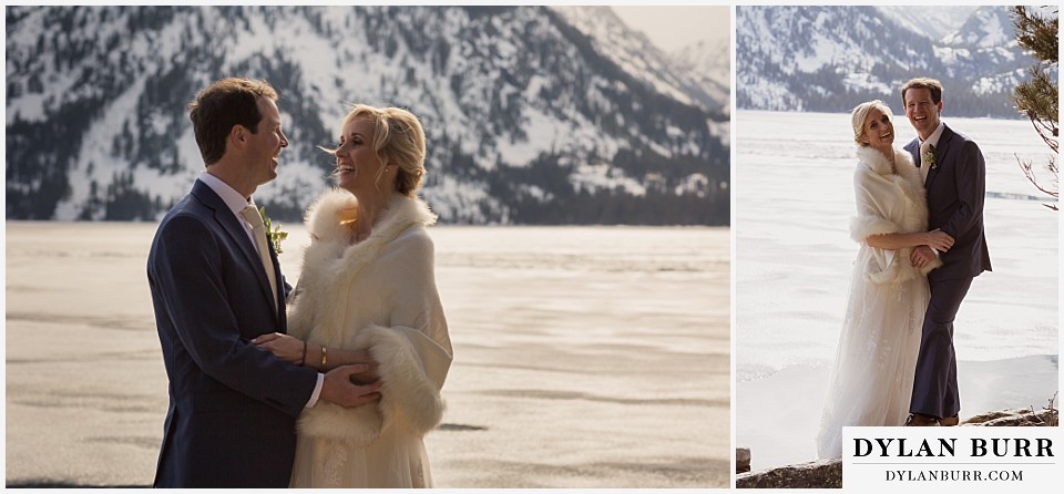 grand teton destination wedding couple at jenny lake