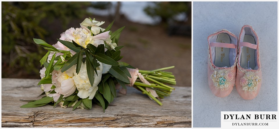 grand teton destination wedding bouquet and daughters shoes