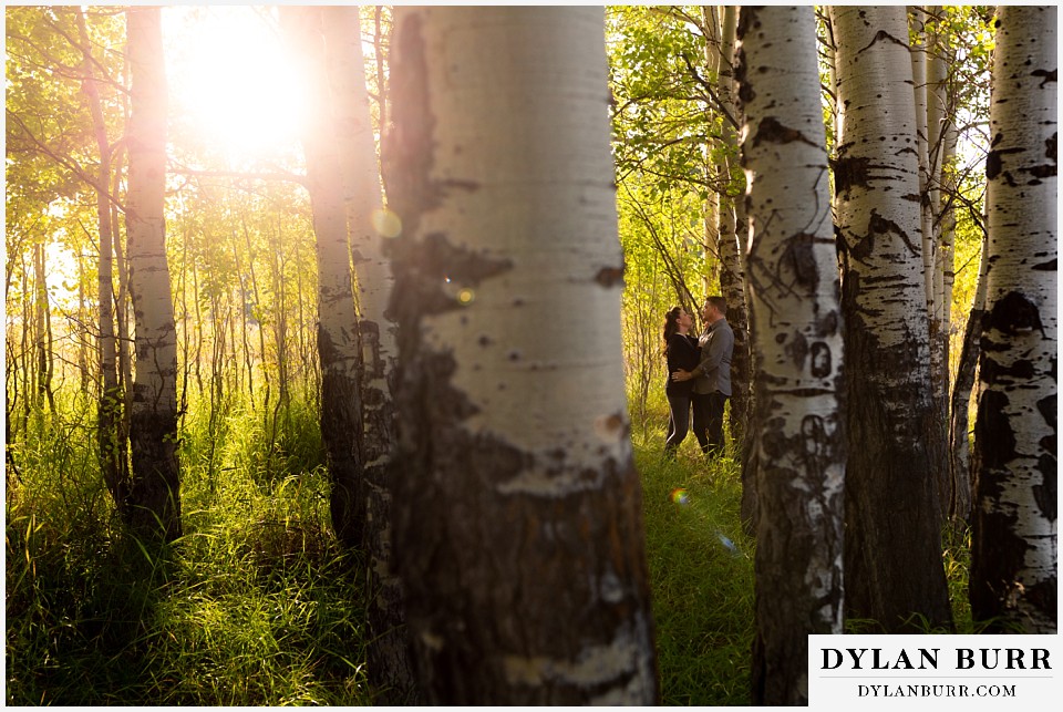 grand teton wedding anniversary photos whide view of couple is aspen tree forest