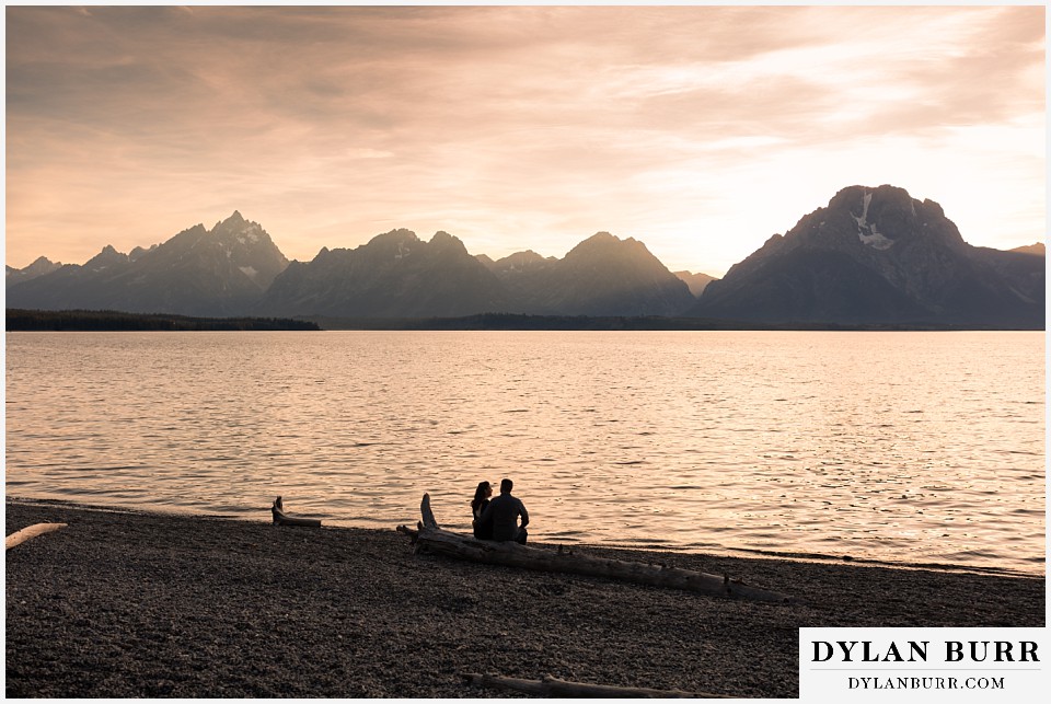 grand teton wedding anniversary photos wide view of grand teton mountain range at sunset