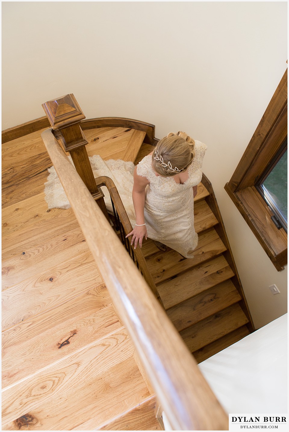 grand teton wedding bride staircase