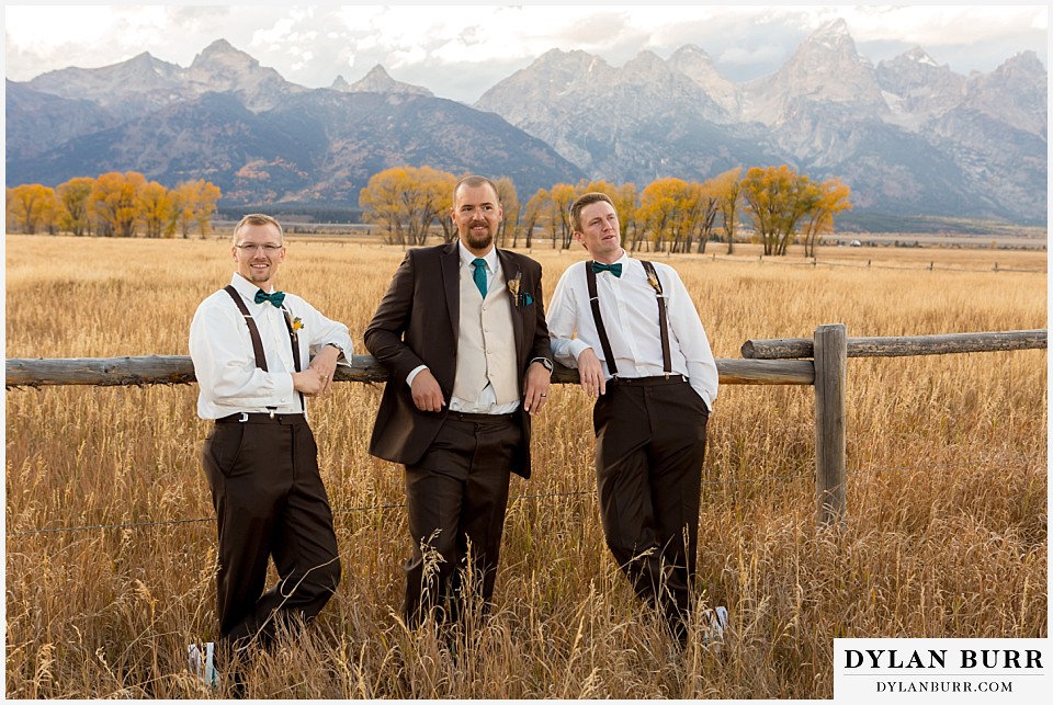 grand teton wedding fun bridal party photos groomsmen