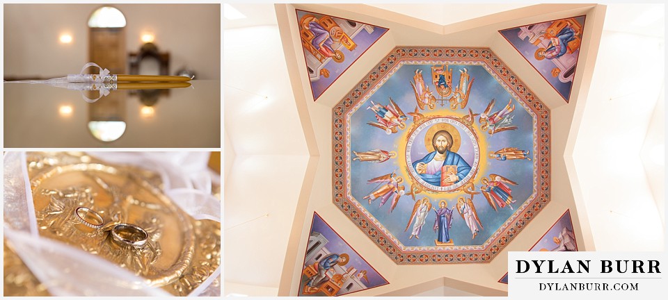 greek orthodox wedding church painted ceiling