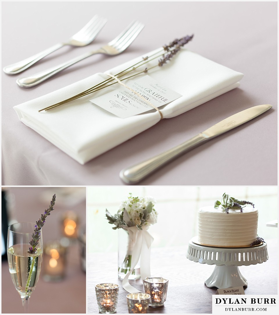 greek orthodox wedding table settings and lavendar wedding cake