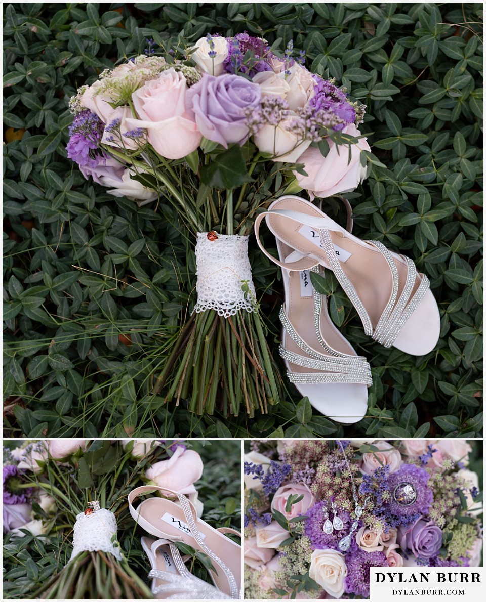 hudson gardens wedding bouquet and shoes