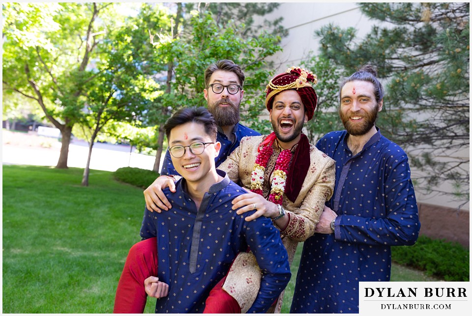 hyatt regency tech center hindu wedding groom and groomsmen