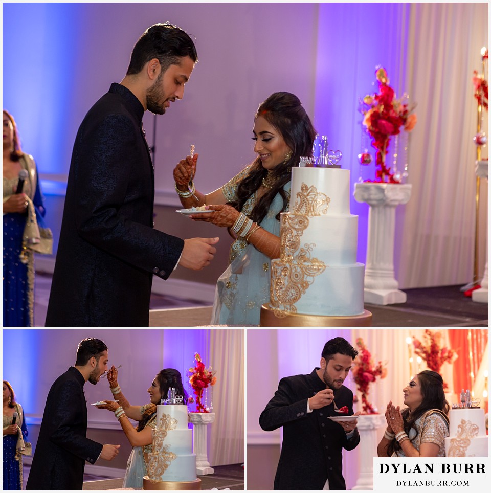 hyatt regency tech center hindu wedding entrance cutting cake