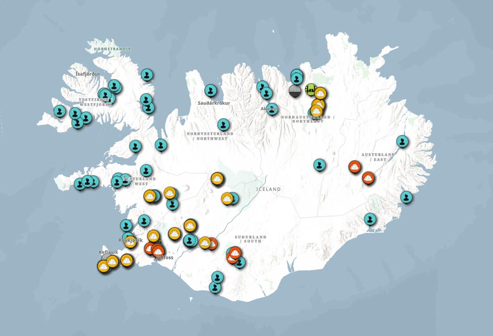 geothermal activity map in Iceland