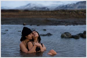 lgtbq couples hot springs session in Iceland.