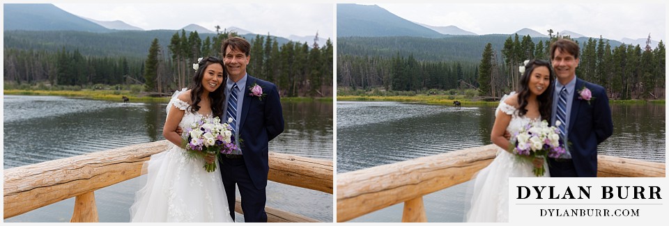 wedding couple with moose in background