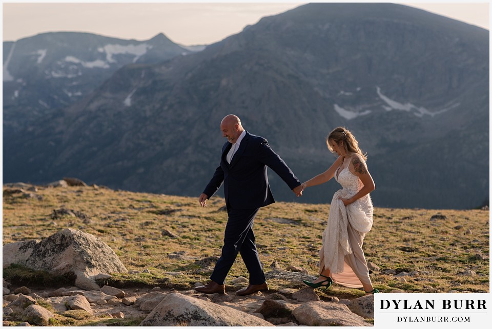 knoll willows open space elopement wedding walking in alpine tundra