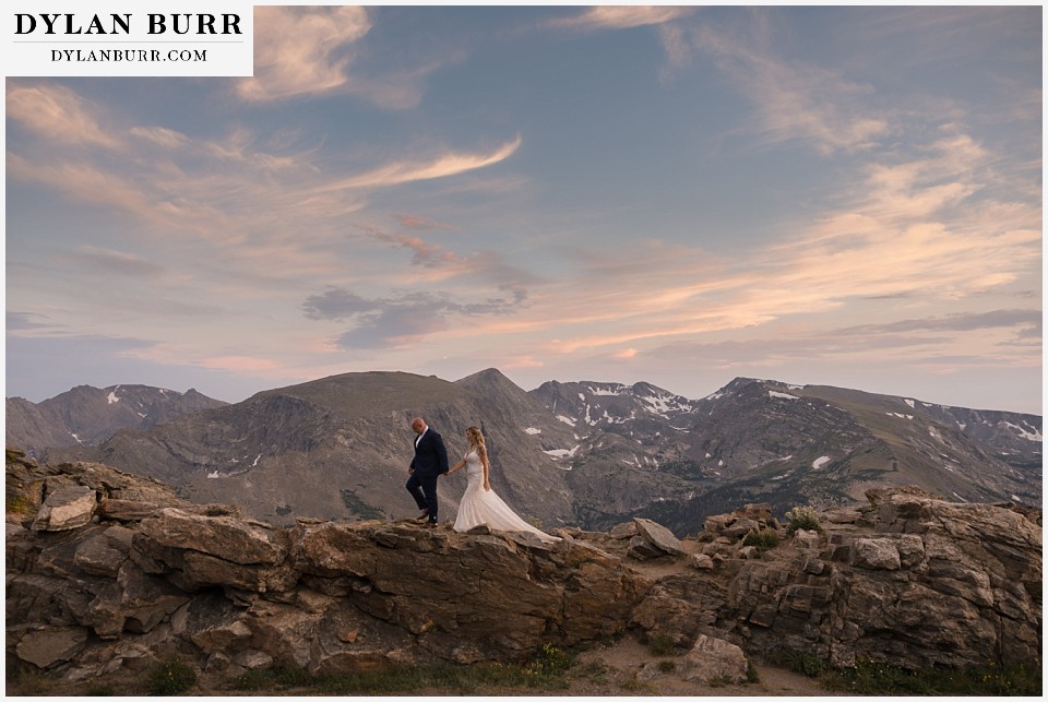 knoll willows open space elopement wedding walking along mountain ridge