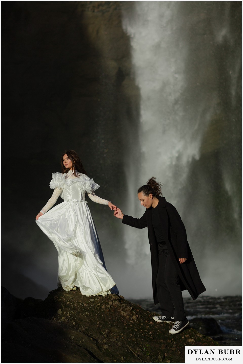 lgtbq-iceland elopement waterfall wedding at Kvernufoss