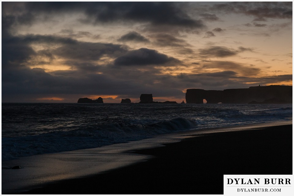 lgtbq iceland elopement wedding Reynisfjara Beach sunset at the rocks