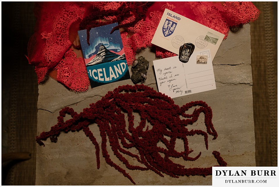 lgtbq iceland elopement wedding details laid out with rings