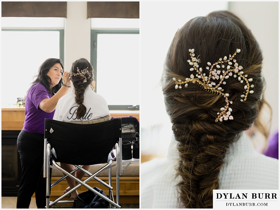 lgbtq wedding thunderhead lodge steamboat wedding mariana close up hair details