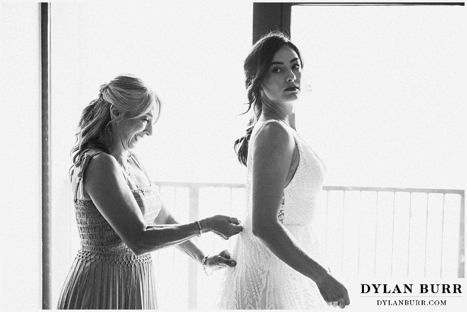 lgbtq wedding thunderhead lodge steamboat wedding mother helping daughter get ready
