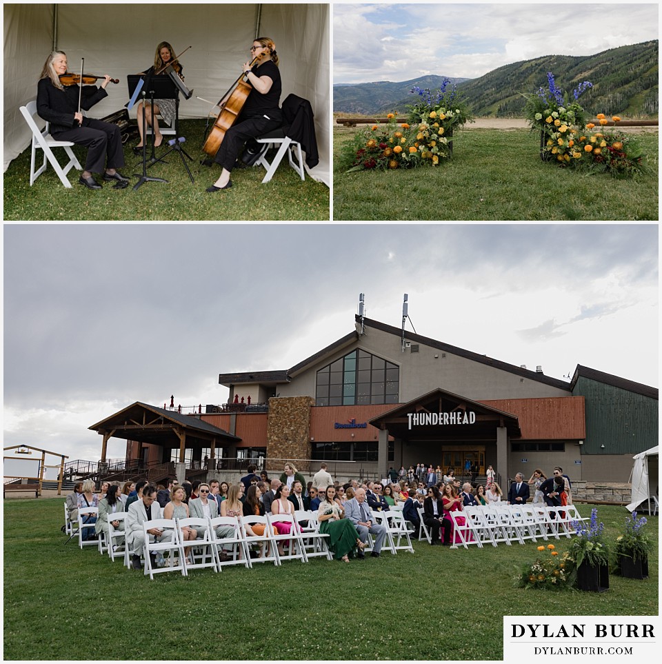 lgbtq wedding ceremony on lawn at thunderhead lodge