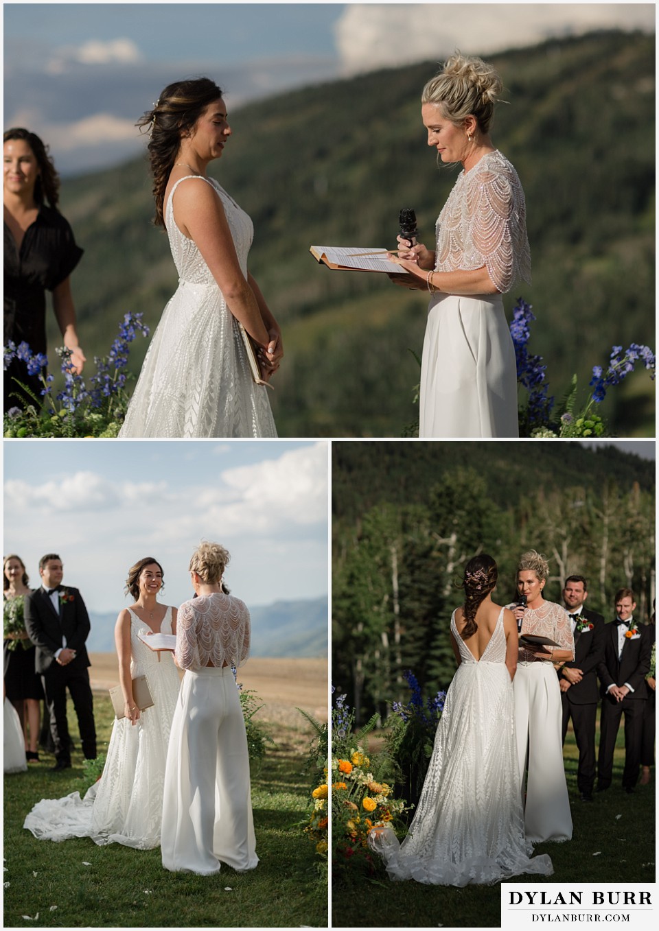 lgbtq wedding thunderhead lodge steamboat wedding reading vows to eachother