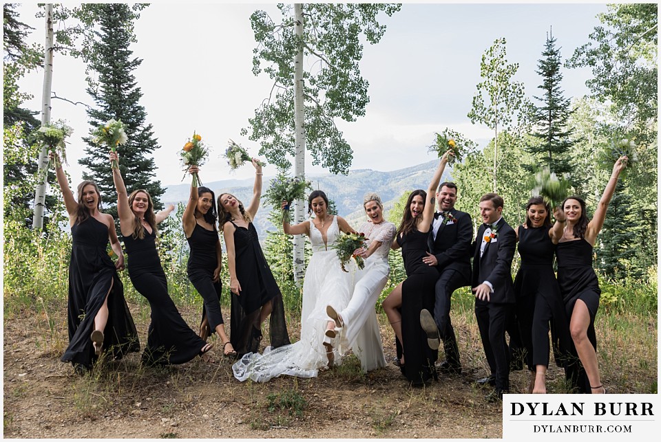 lgbtq wedding thunderhead lodge steamboat wedding exciting bridal party